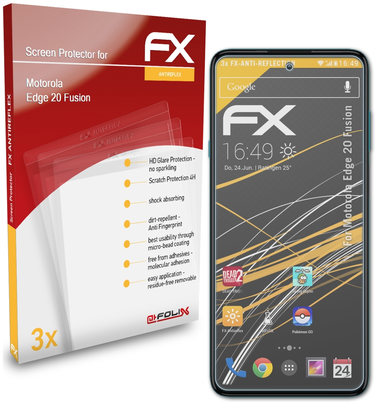 ATFOLIX 3x Fusion) Displayschutz(für FX-Antireflex Edge Motorola 20
