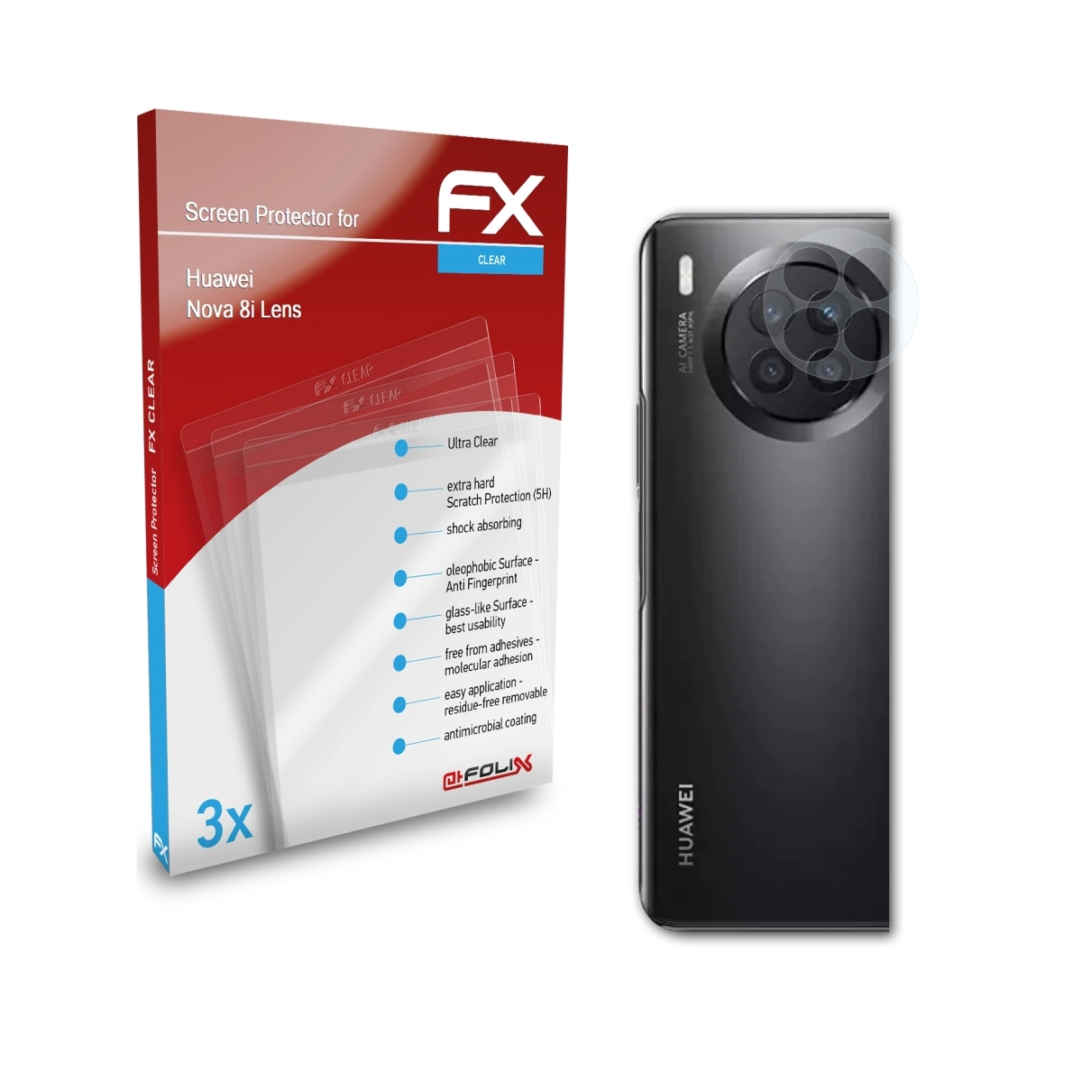 ATFOLIX 3x Nova Lens) FX-Clear Huawei 8i Displayschutz(für