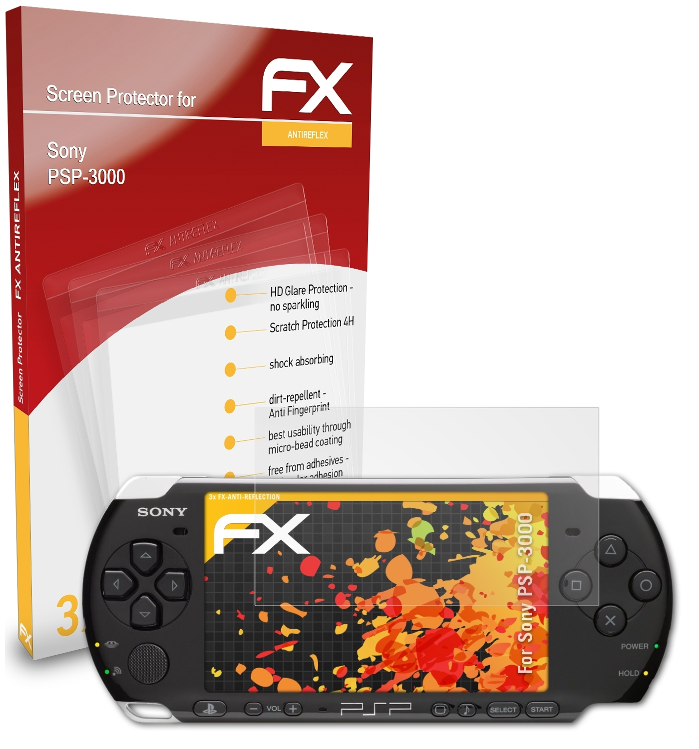 PSP-3000) ATFOLIX 3x Displayschutz(für FX-Antireflex Sony