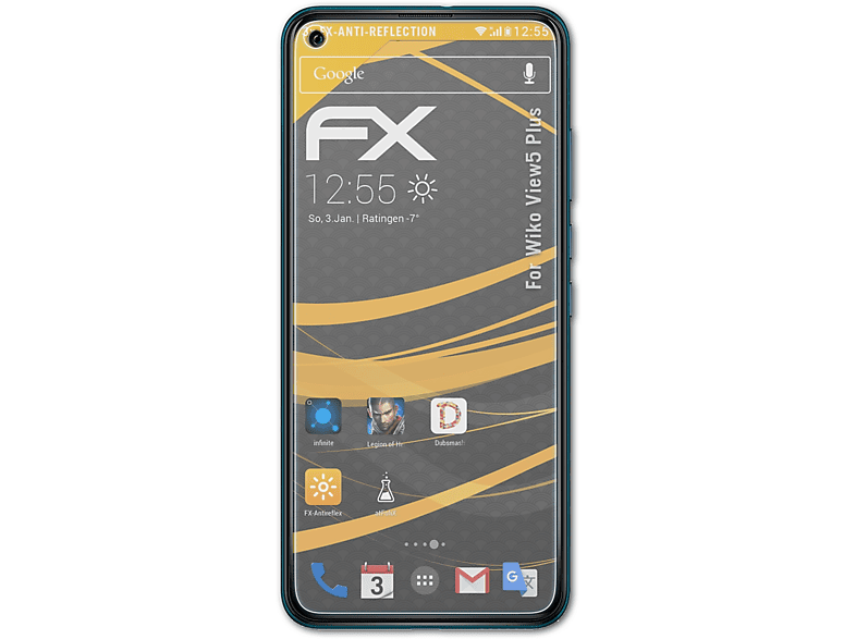 ATFOLIX View5 3x Plus) Wiko FX-Antireflex Displayschutz(für