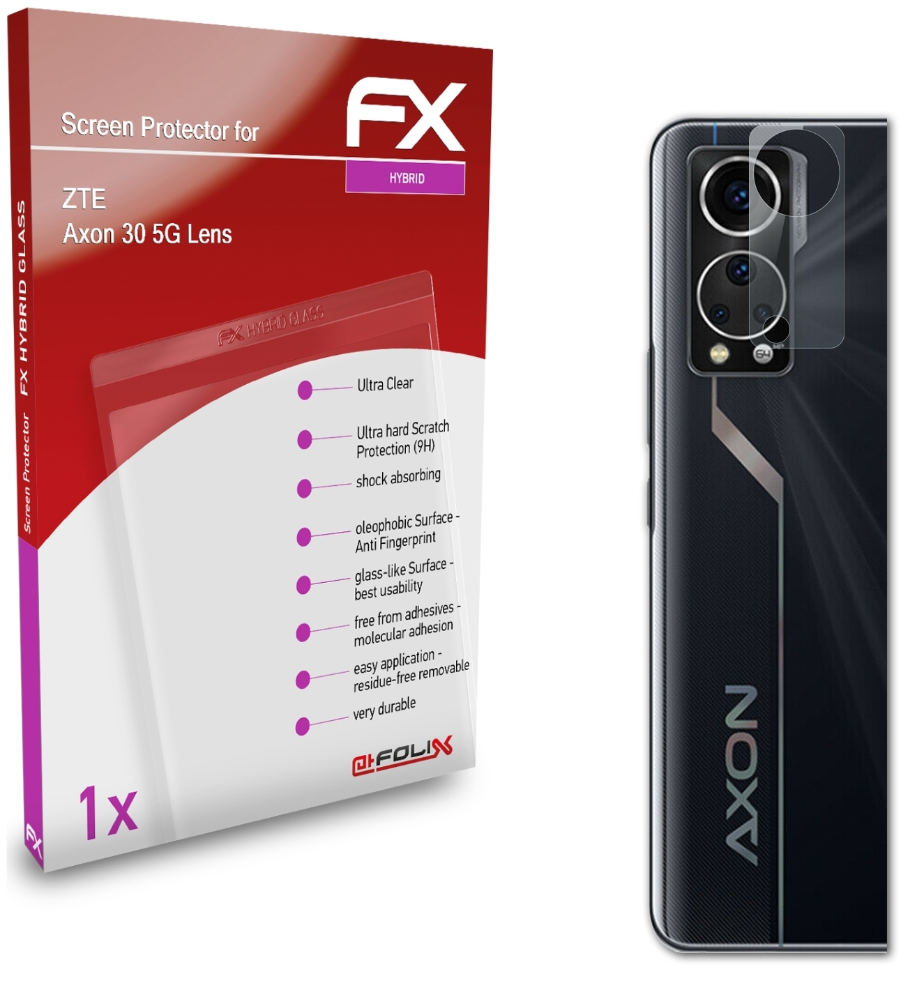 ATFOLIX FX-Hybrid-Glass Schutzglas(für Axon 30 ZTE 5G Lens)