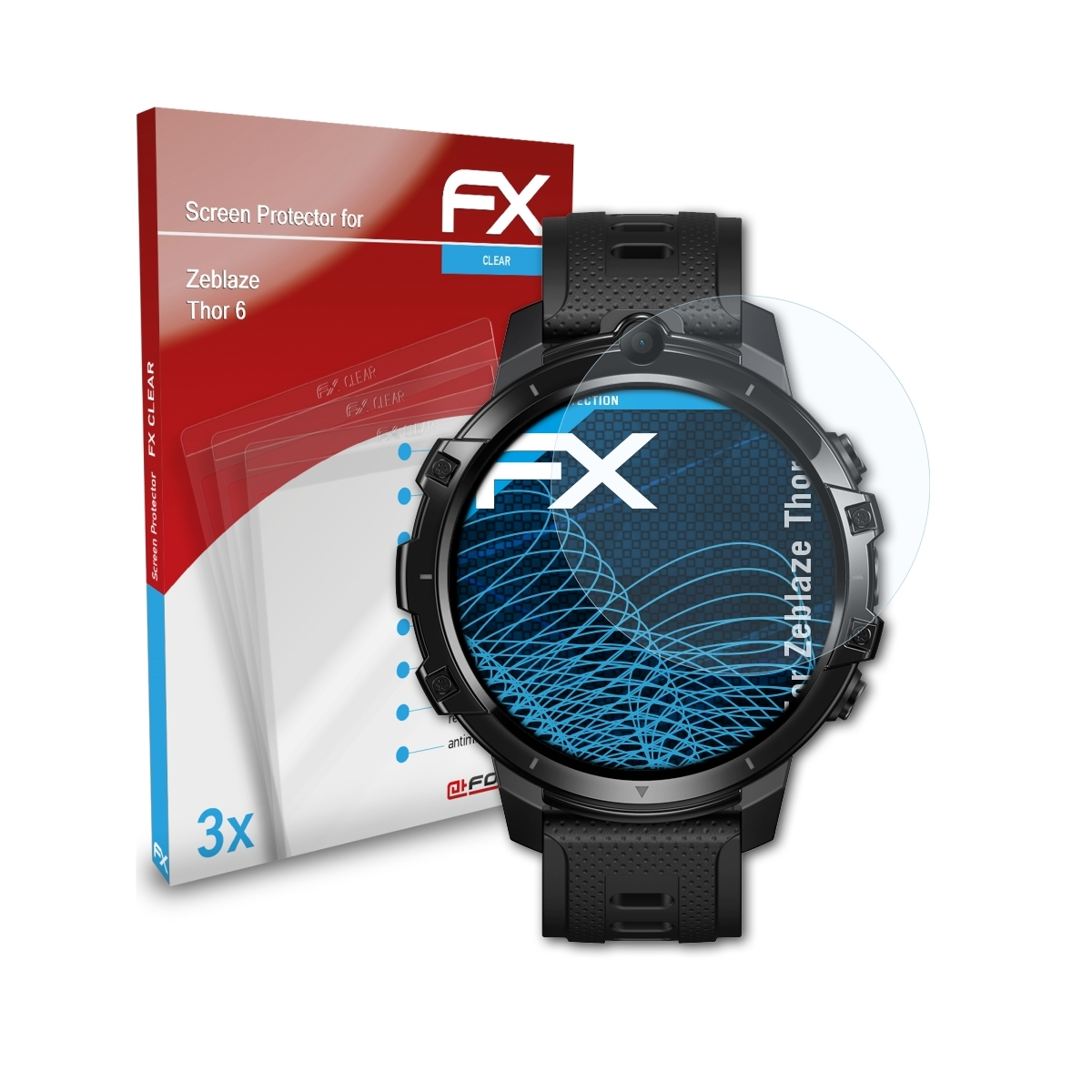 ATFOLIX 3x FX-Clear Displayschutz(für Zeblaze 6) Thor