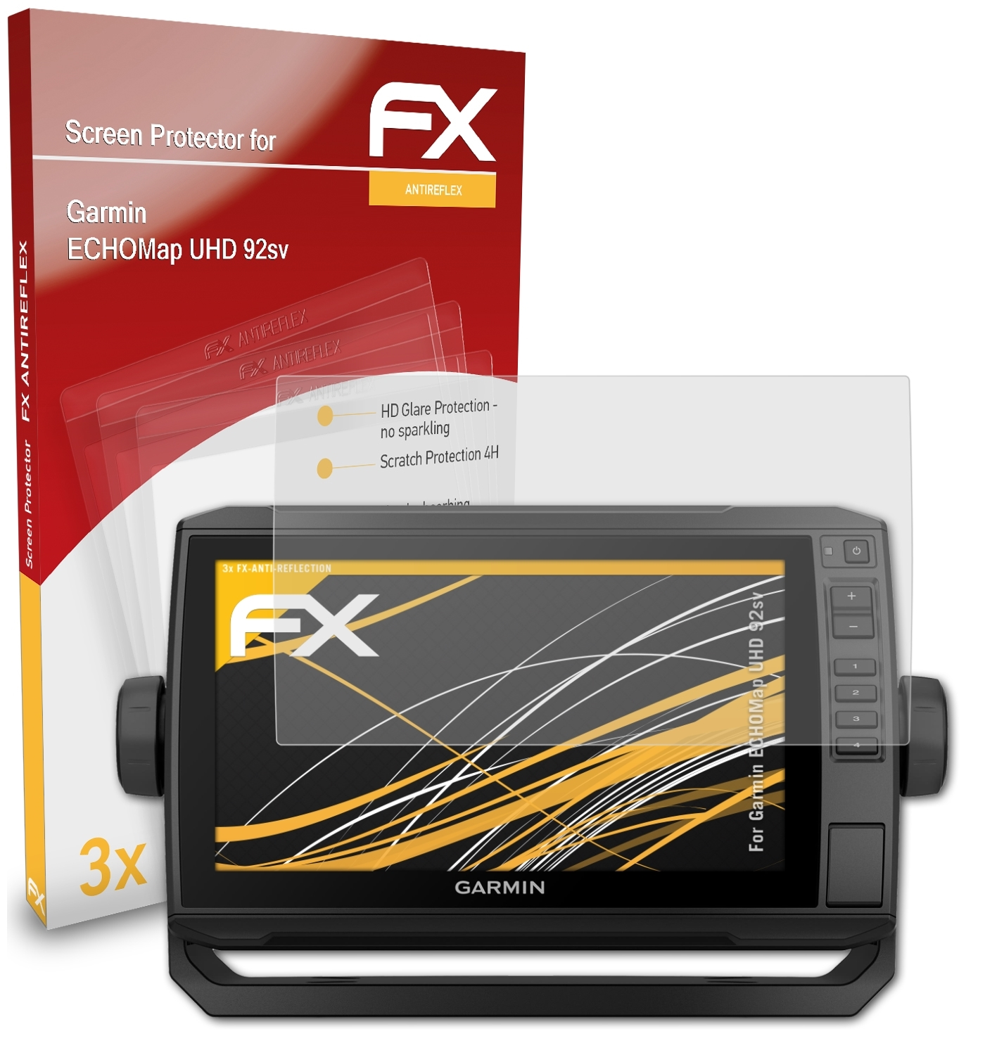 ATFOLIX 3x UHD Garmin 92sv) Displayschutz(für ECHOMap FX-Antireflex