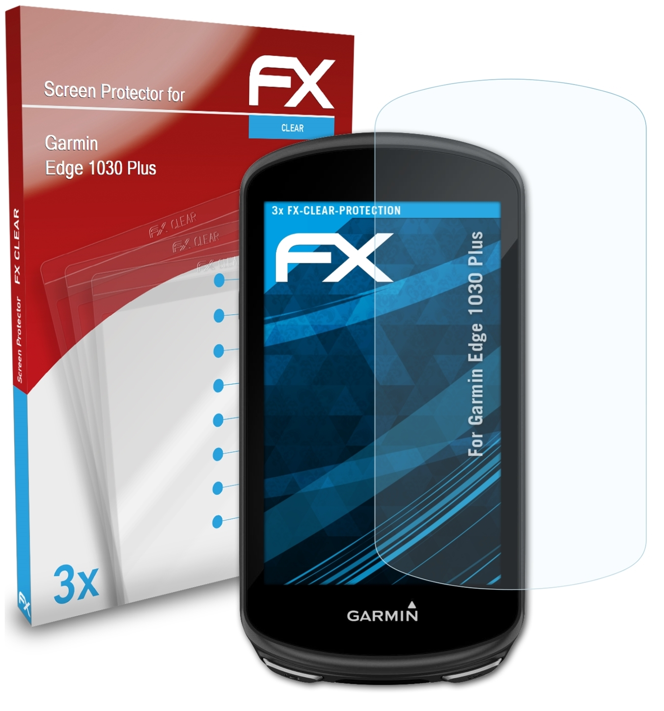 ATFOLIX 3x FX-Clear Displayschutz(für Garmin Edge Plus) 1030