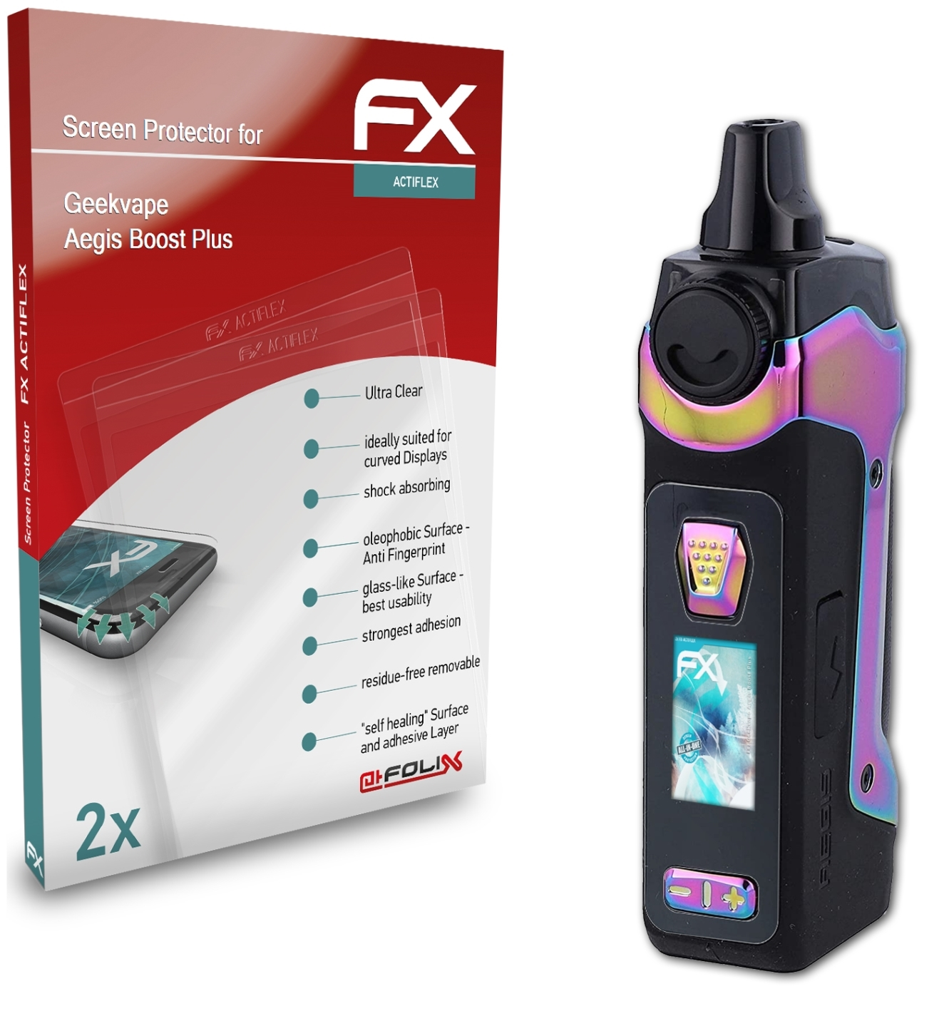ATFOLIX 2x FX-ActiFleX Boost Geekvape Aegis Plus) Displayschutz(für