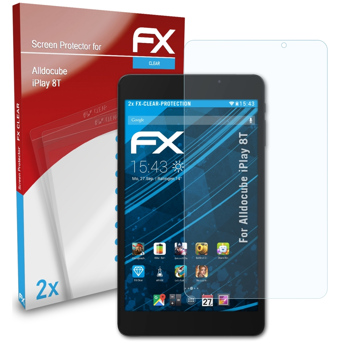 ATFOLIX 2x FX-Clear iPlay Alldocube 8T) Displayschutz(für