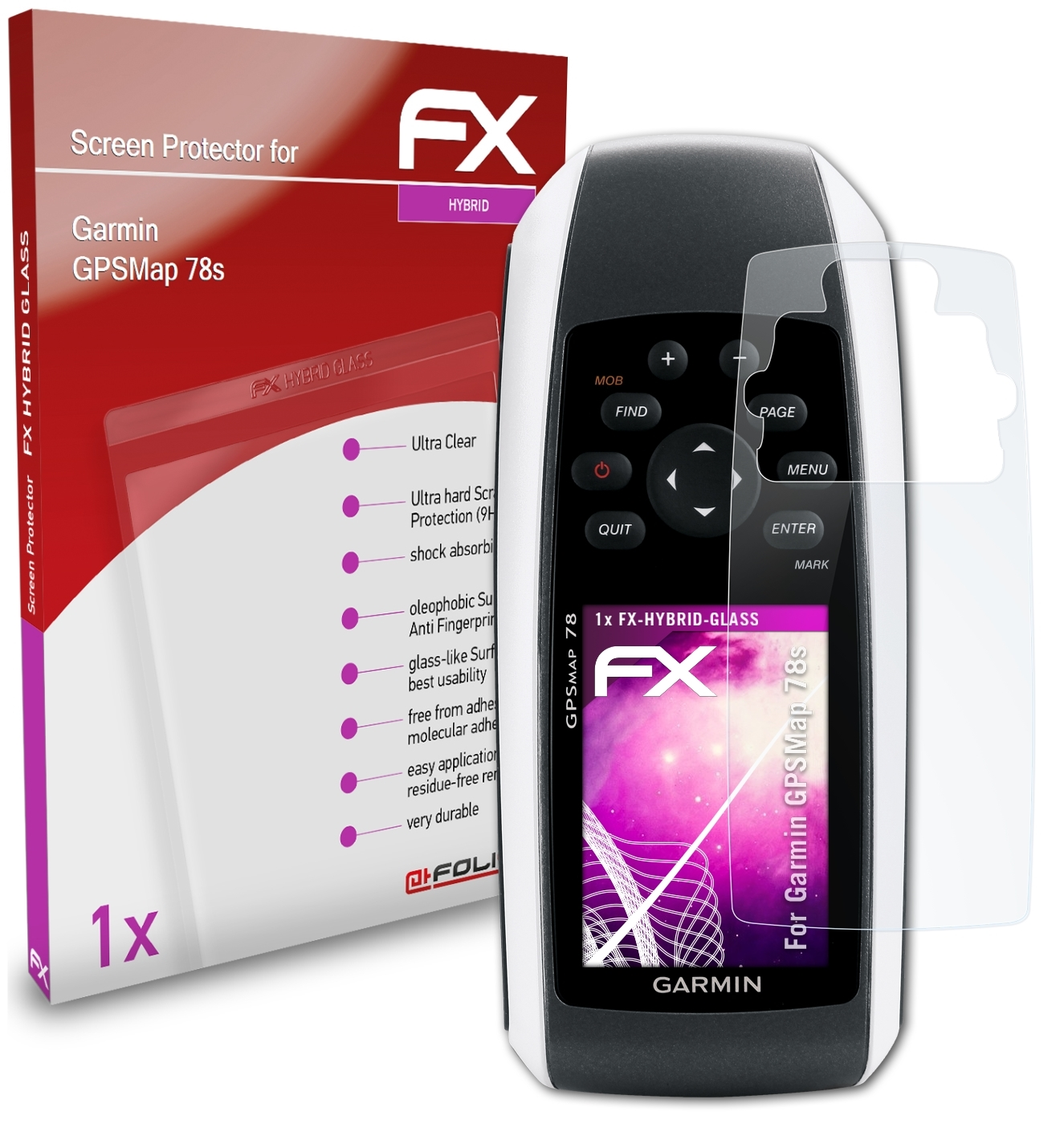 GPSMap ATFOLIX FX-Hybrid-Glass Garmin 78s) Schutzglas(für
