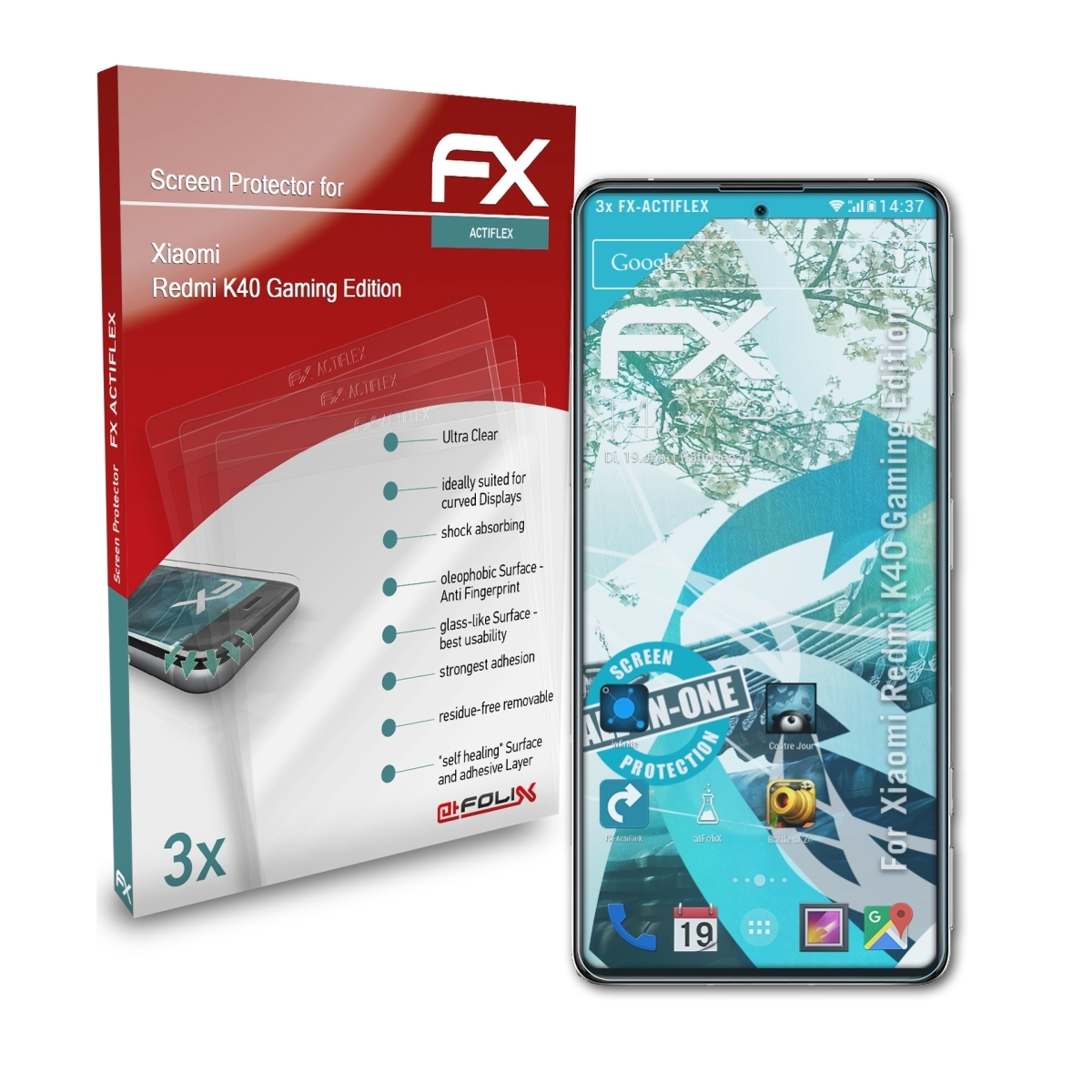 K40 Xiaomi Displayschutz(für FX-ActiFleX Edition) 3x Gaming ATFOLIX Redmi