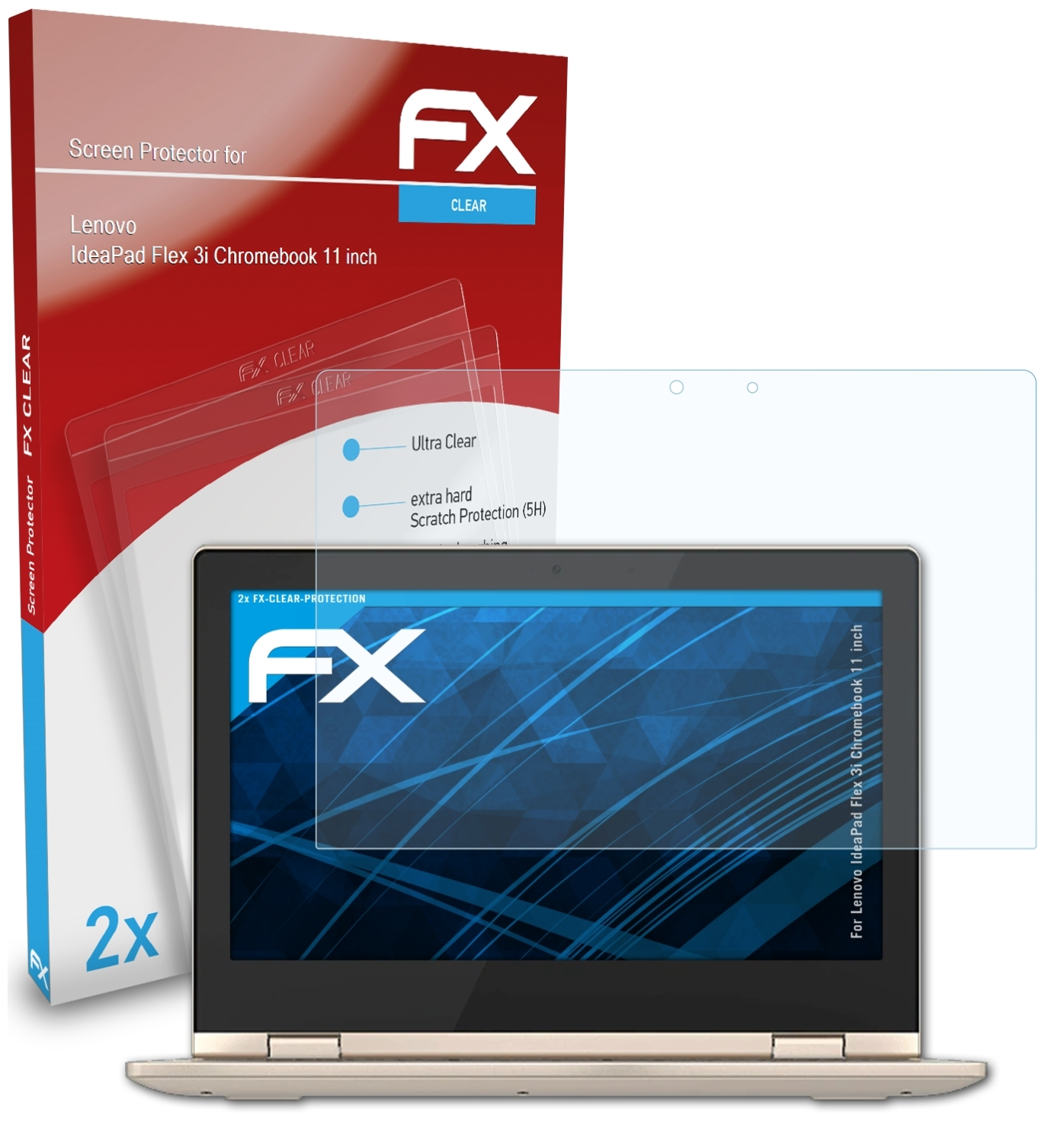 Chromebook Flex FX-Clear Displayschutz(für ATFOLIX 2x (11 inch)) Lenovo 3i IdeaPad