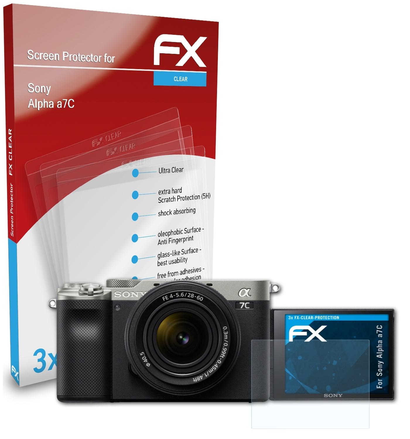 ATFOLIX 3x FX-Clear Displayschutz(für Alpha Sony a7C)