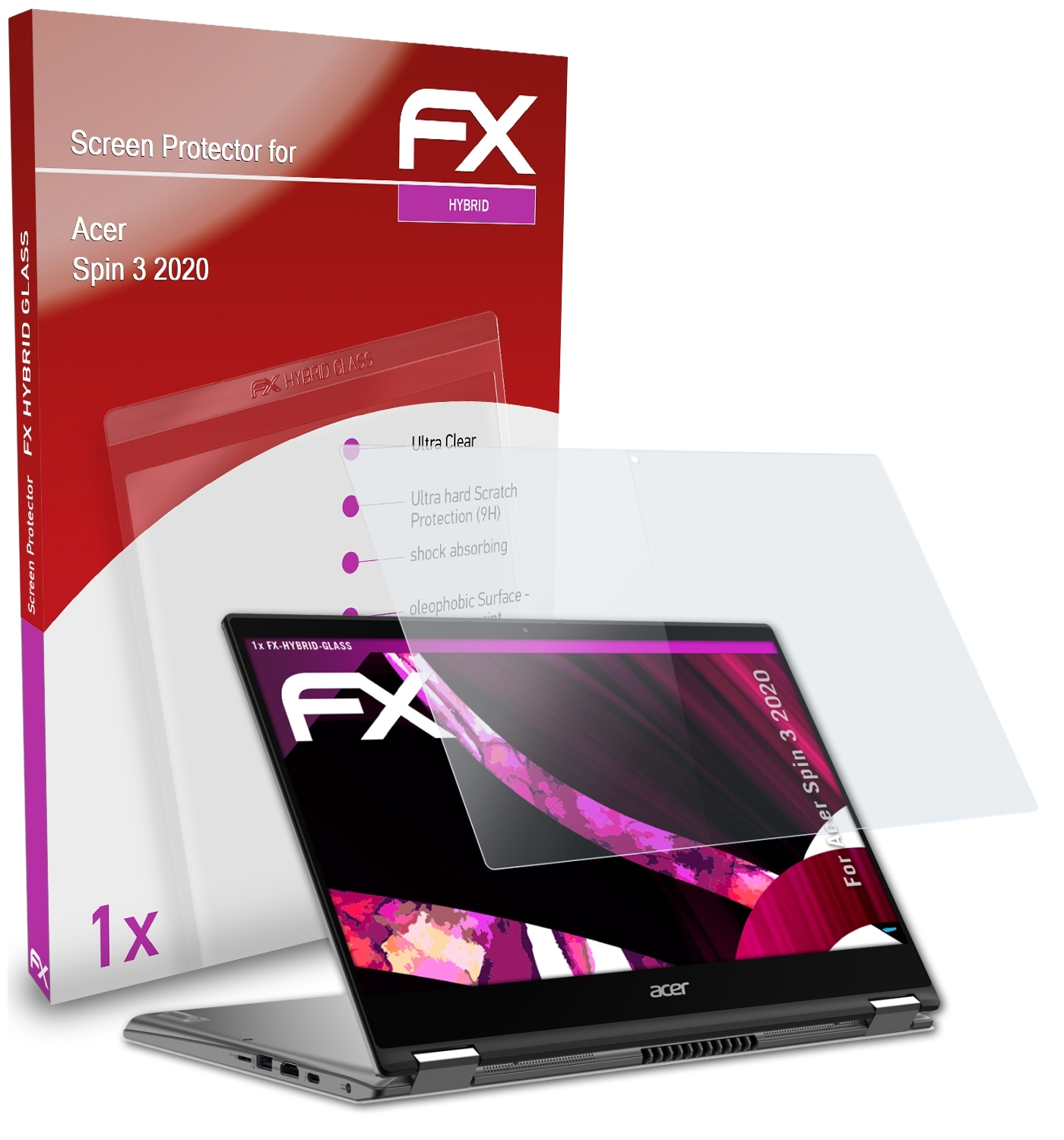 ATFOLIX FX-Hybrid-Glass Schutzglas(für (2020)) Acer 3 Spin