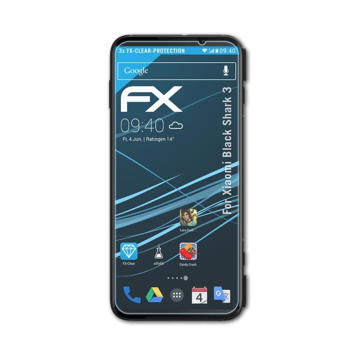 3) 3x Shark Xiaomi Black FX-Clear ATFOLIX Displayschutz(für