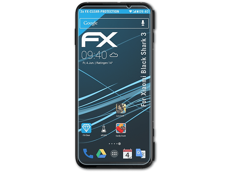 Black Xiaomi ATFOLIX FX-Clear Displayschutz(für Shark 3x 3)