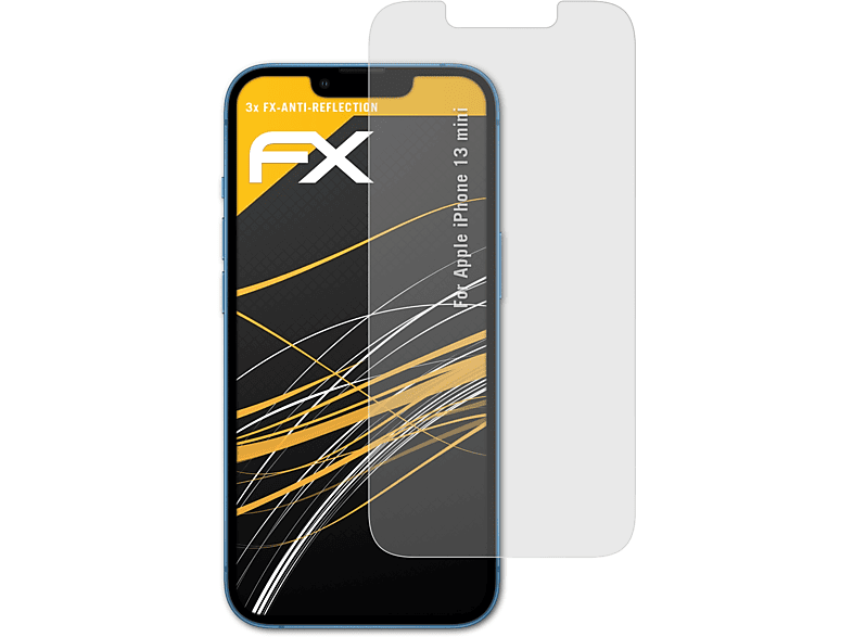 ATFOLIX 3x FX-Antireflex Displayschutz(für Apple iPhone 13 mini)
