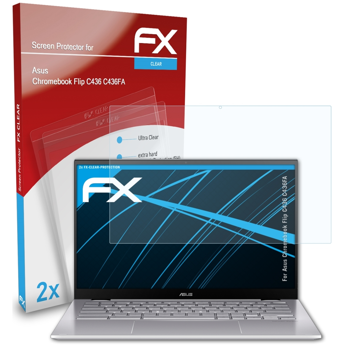 ATFOLIX 2x FX-Clear Displayschutz(für Asus (C436FA)) Chromebook C436 Flip