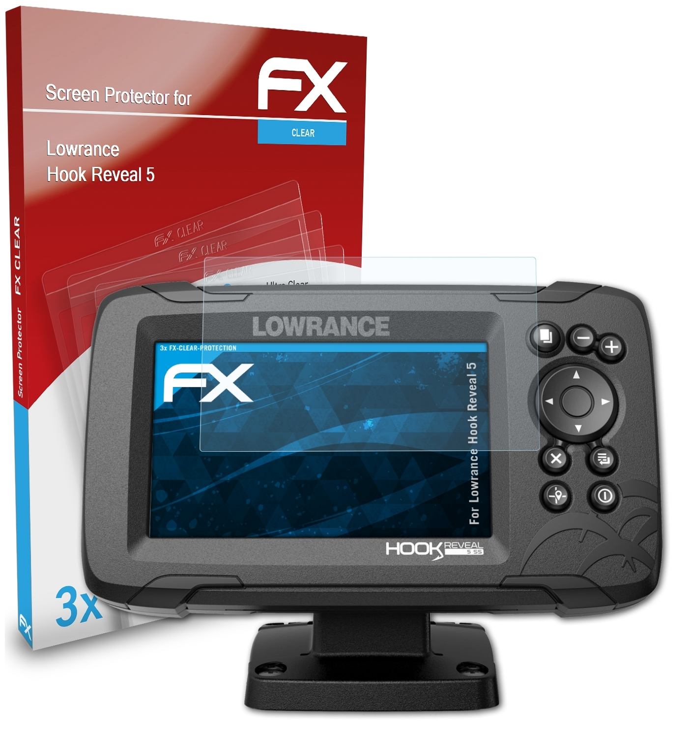ATFOLIX 3x Displayschutz(für Lowrance 5) Hook Reveal FX-Clear
