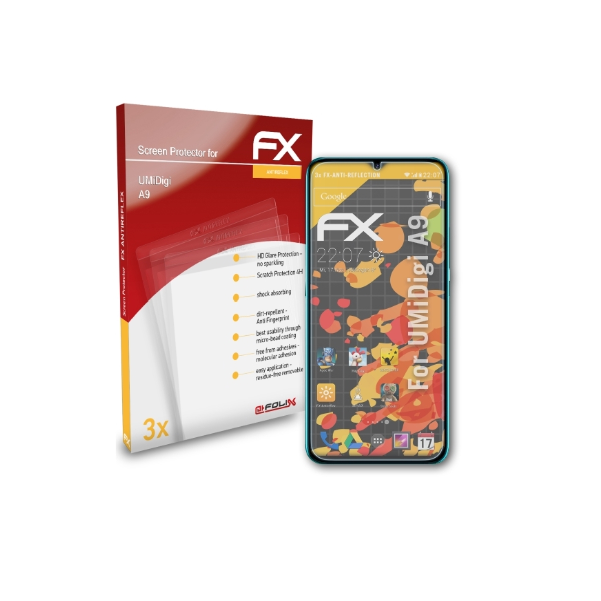 ATFOLIX Displayschutz(für A9) FX-Antireflex 3x UMiDigi