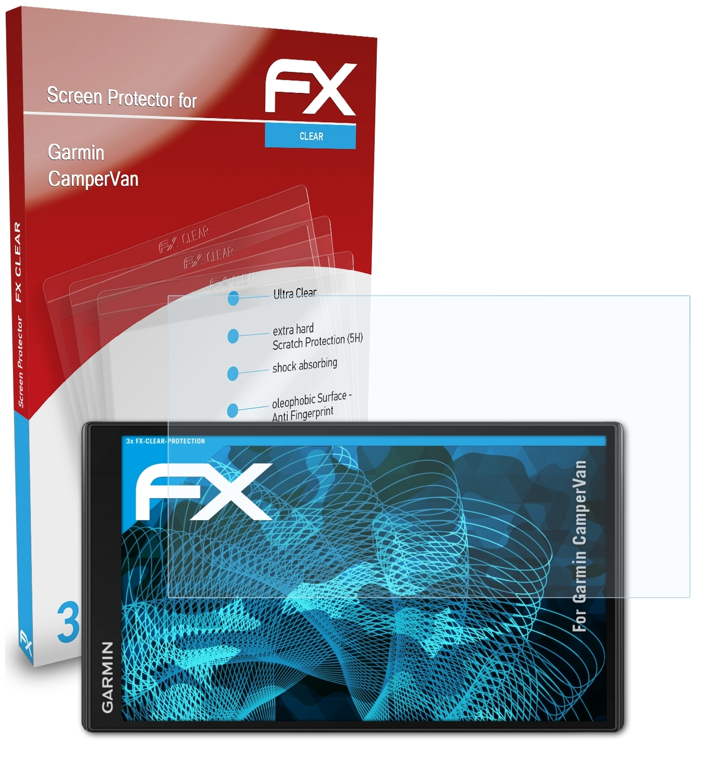 ATFOLIX 3x FX-Clear Displayschutz(für CamperVan) Garmin