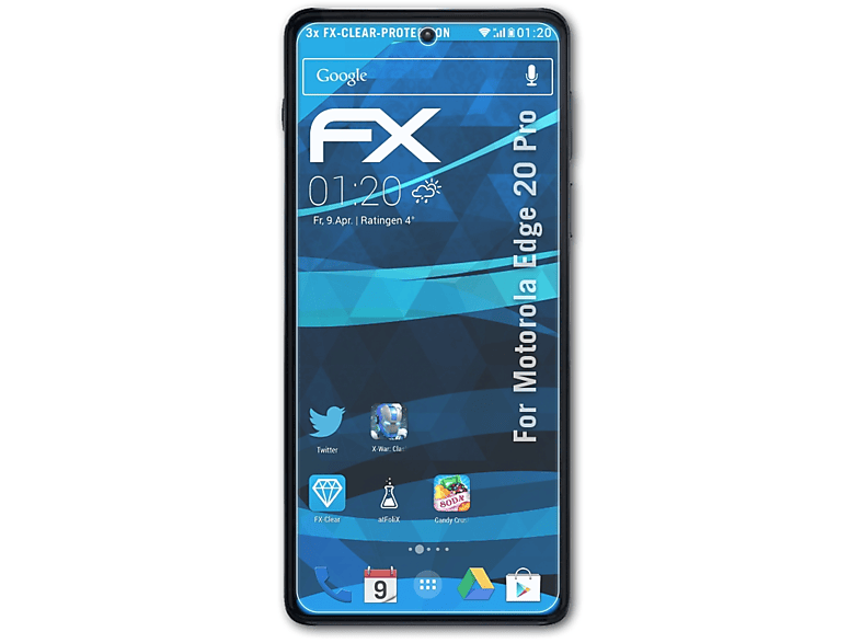 3x Edge Pro) Motorola Displayschutz(für ATFOLIX FX-Clear 20