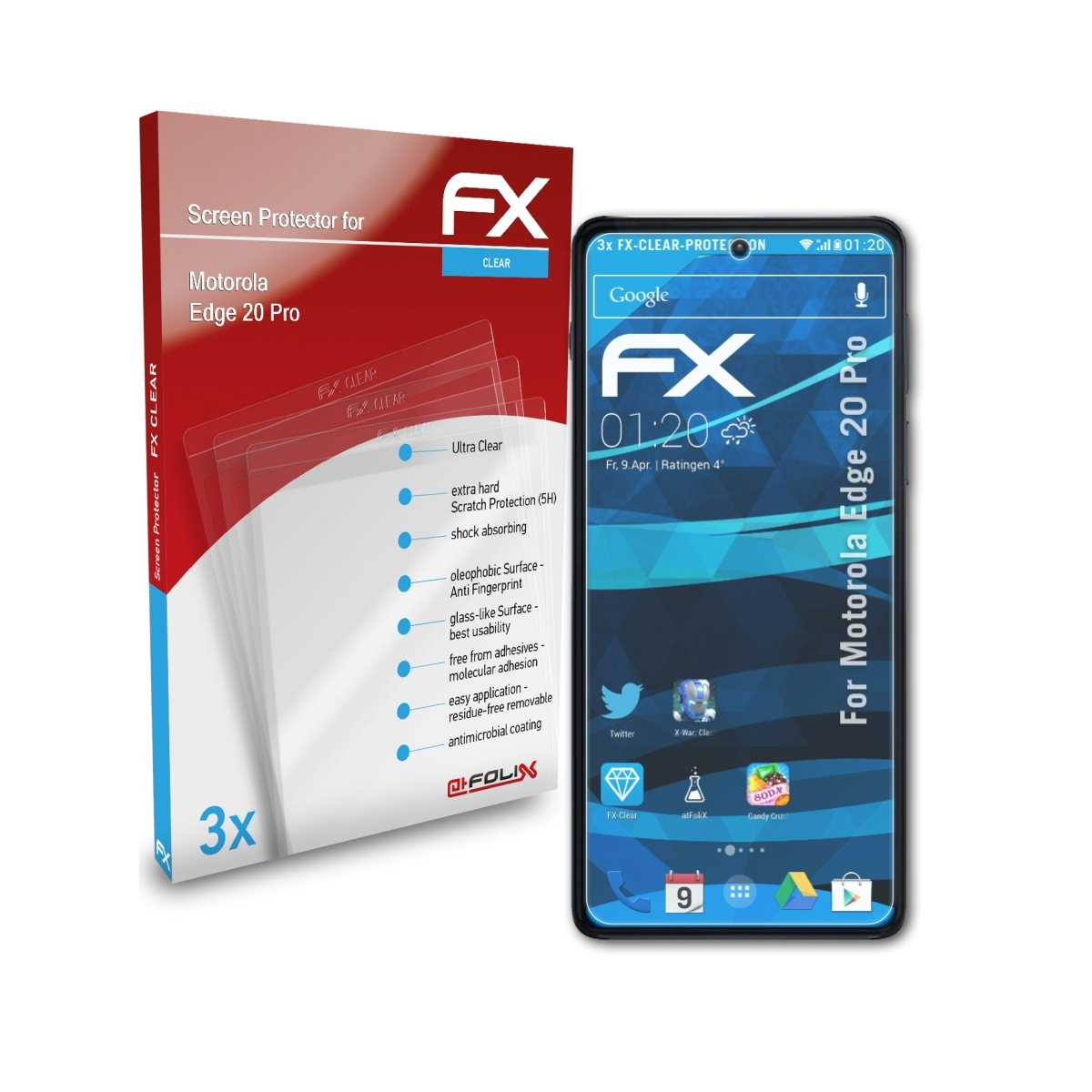 Edge ATFOLIX 20 3x Displayschutz(für Pro) FX-Clear Motorola
