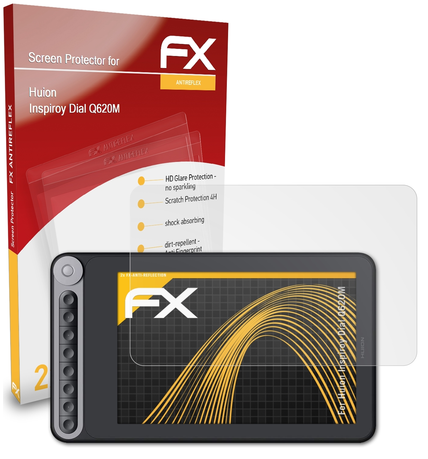 ATFOLIX 2x FX-Antireflex Huion Dial Q620M) Inspiroy Displayschutz(für
