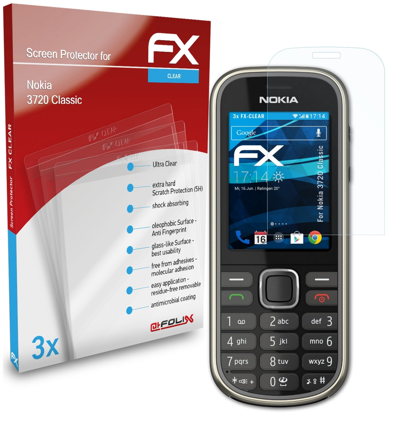 Nokia FX-Clear ATFOLIX Classic) Displayschutz(für 3x 3720