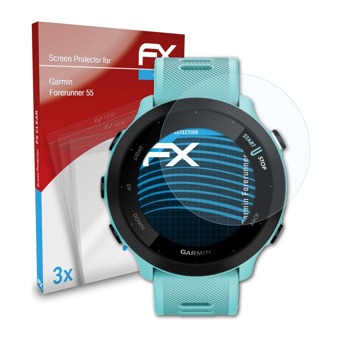 ATFOLIX 3x FX-Clear Displayschutz(für Garmin 55) Forerunner