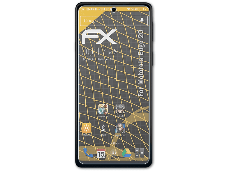 ATFOLIX 3x FX-Antireflex Displayschutz(für Motorola 20) Edge