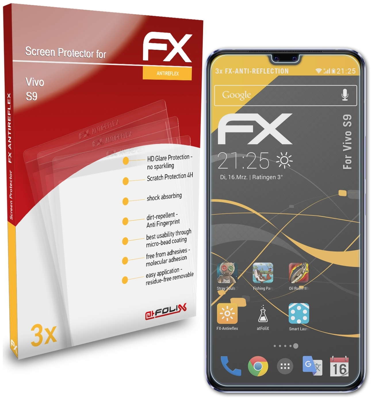 ATFOLIX Displayschutz(für 3x S9) FX-Antireflex Vivo