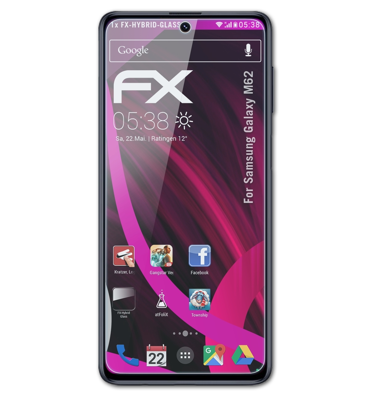 ATFOLIX FX-Hybrid-Glass Schutzglas(für Samsung M62) Galaxy