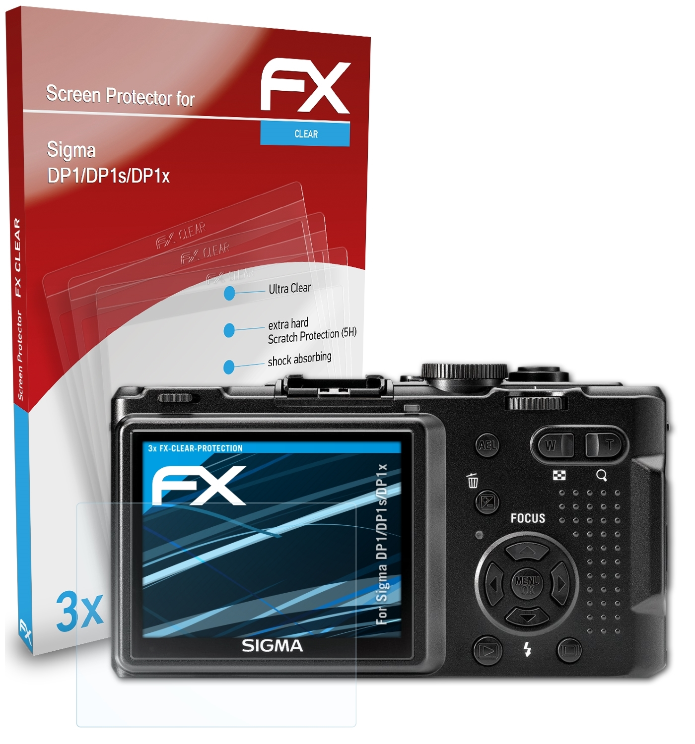 ATFOLIX DP1/DP1s/DP1x) 3x Sigma FX-Clear Displayschutz(für
