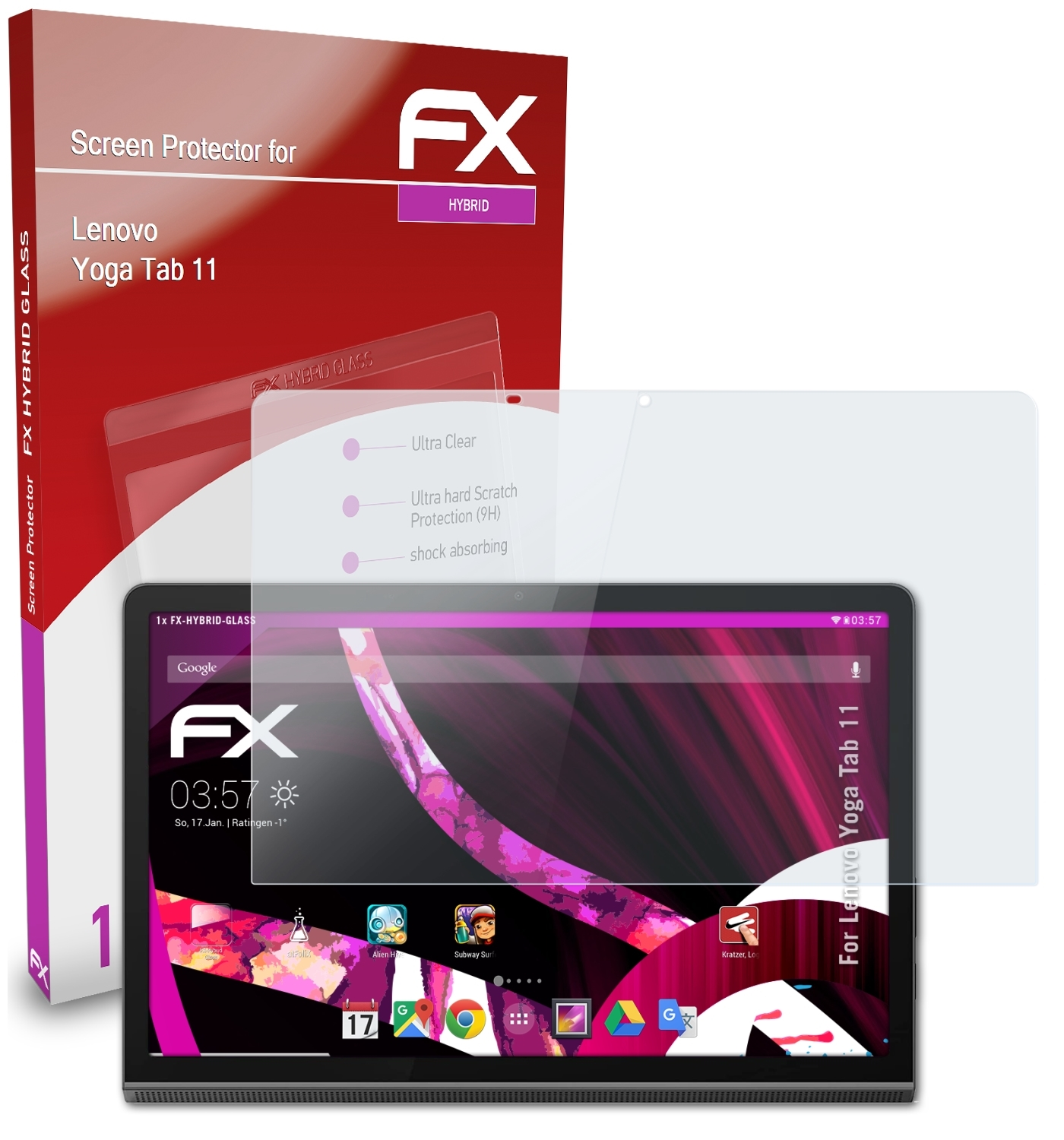 Schutzglas(für 11) ATFOLIX FX-Hybrid-Glass Tab Yoga Lenovo