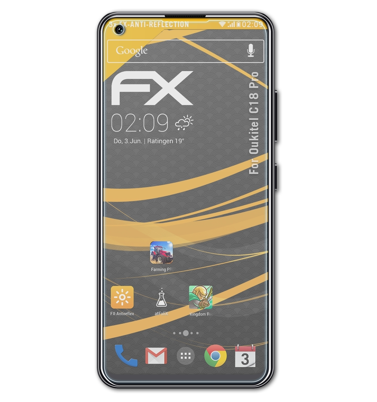 FX-Antireflex Oukitel Pro) ATFOLIX 3x C18 Displayschutz(für