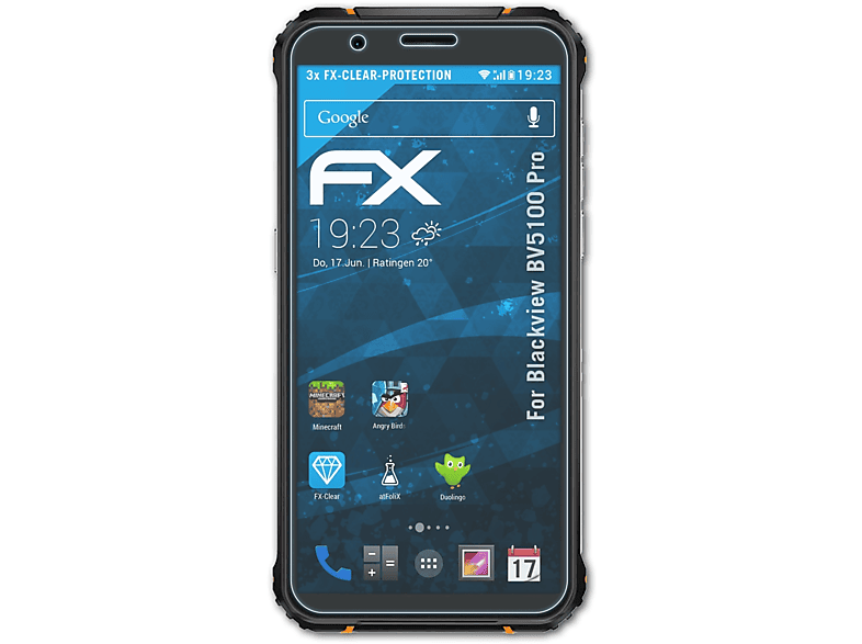 ATFOLIX 3x FX-Clear Displayschutz(für Blackview BV5100 Pro)