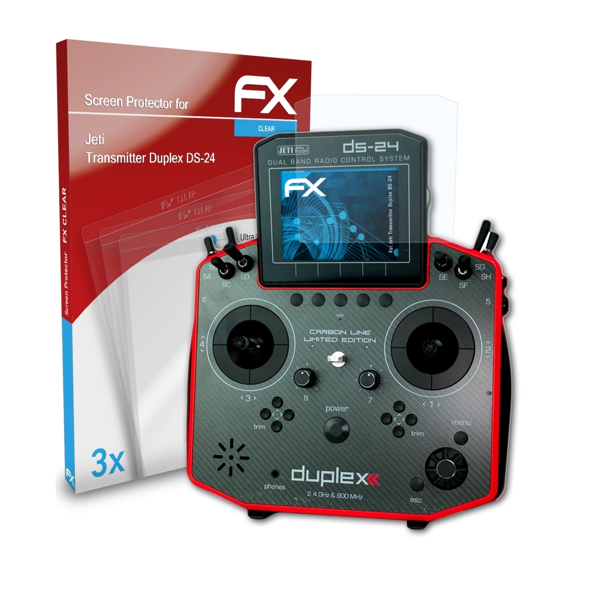 ATFOLIX 3x FX-Clear Displayschutz(für Jeti Duplex DS-24) Transmitter