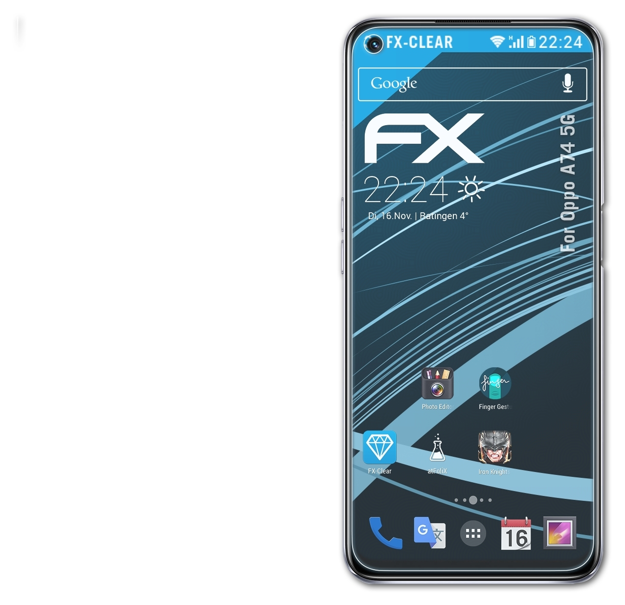 ATFOLIX 5G) FX-Clear Displayschutz(für 3x Oppo A74