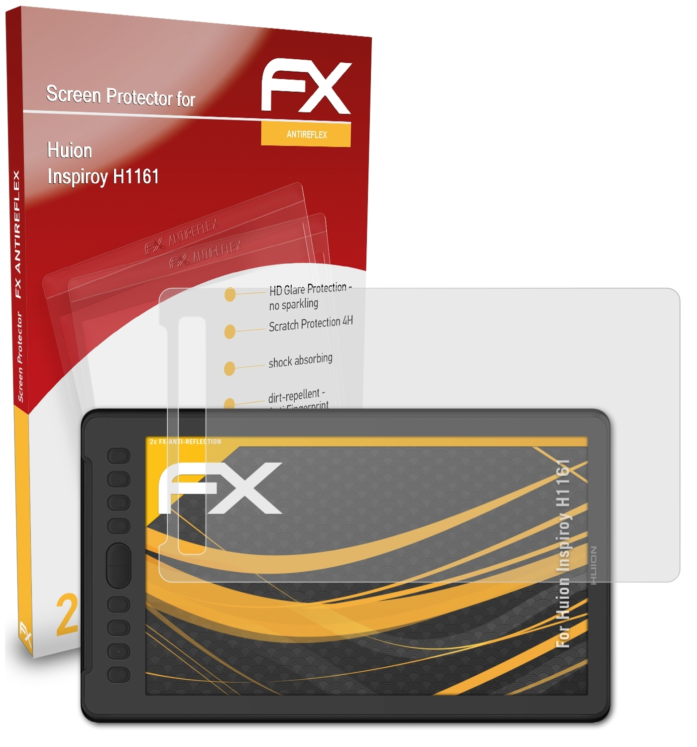 2x H1161) ATFOLIX Displayschutz(für FX-Antireflex Huion Inspiroy
