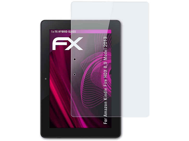 ATFOLIX FX-Hybrid-Glass Schutzglas(für Amazon HDX 2013)) (Model 8,9 Fire Kindle