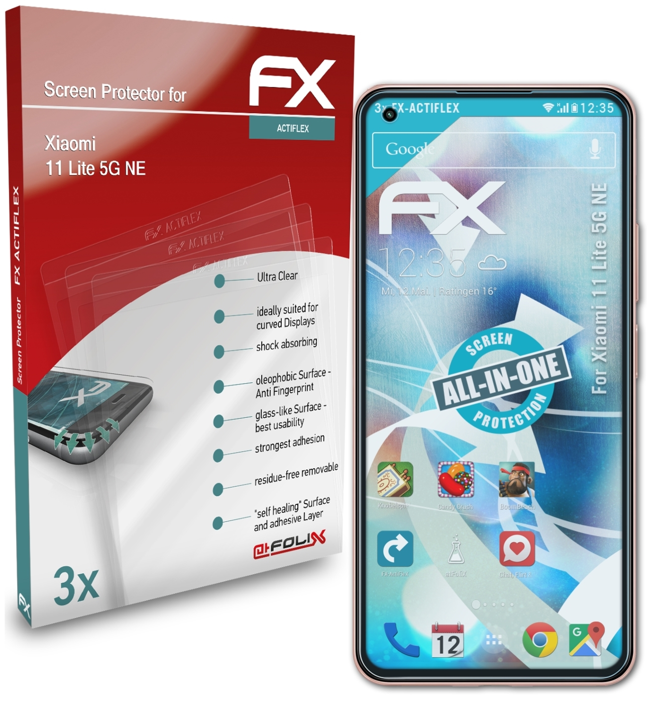 ATFOLIX 3x Lite NE) Xiaomi 5G FX-ActiFleX Displayschutz(für 11