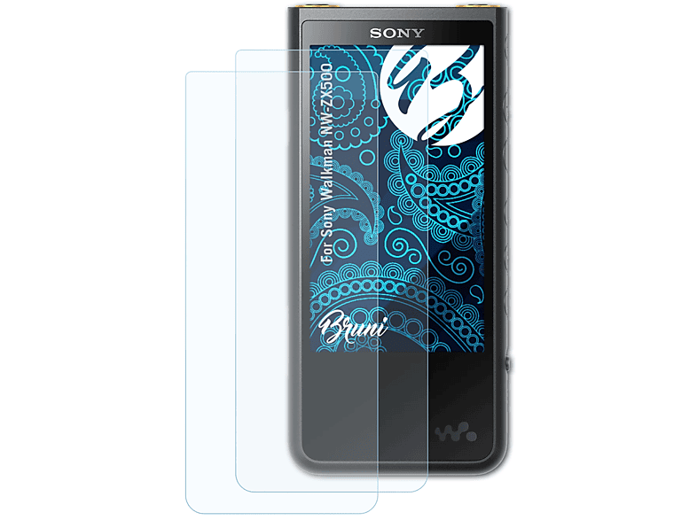 BRUNI 2x Basics-Clear Schutzfolie(für Sony NW-ZX500) Walkman