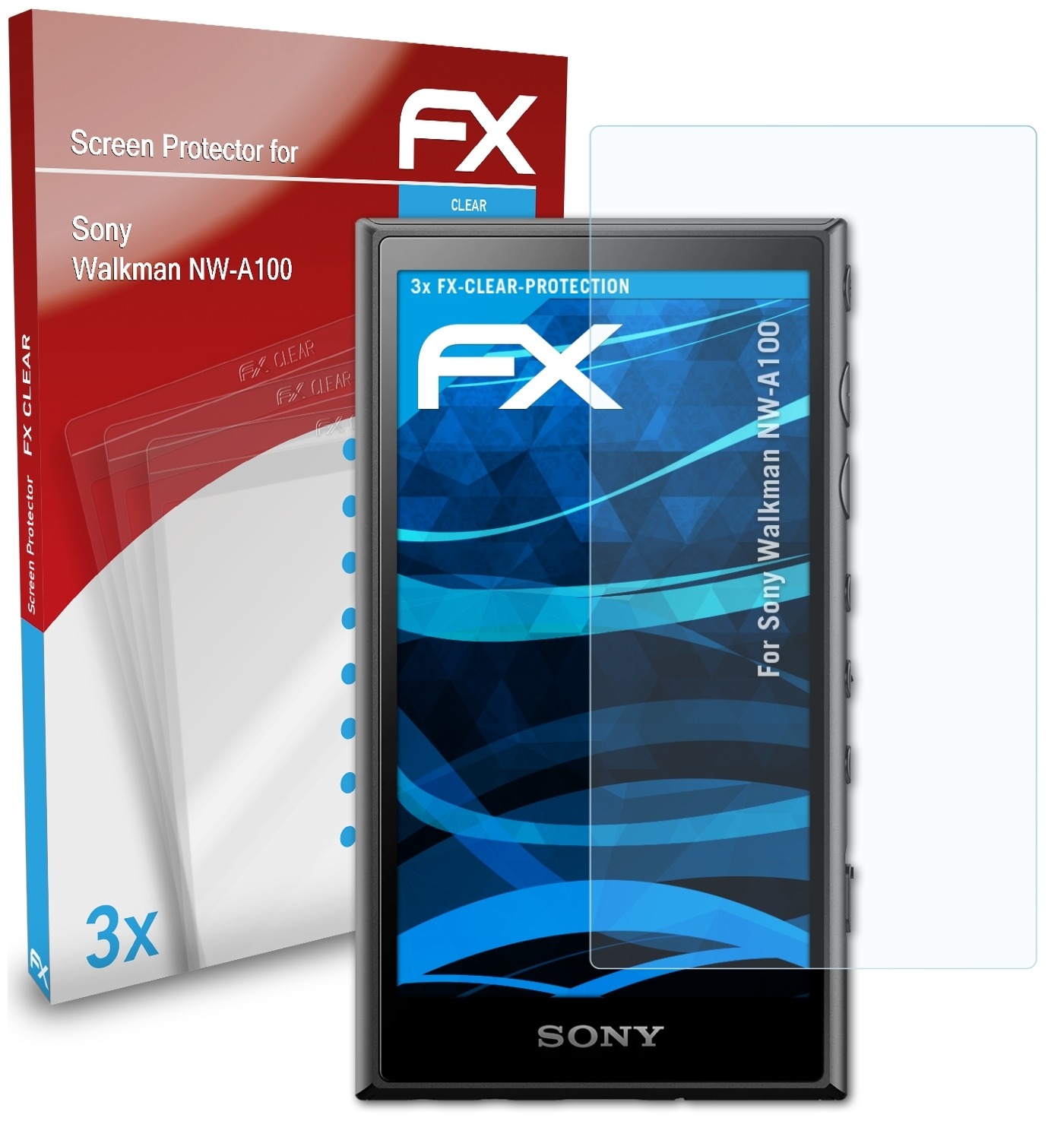 ATFOLIX NW-A100) 3x Walkman FX-Clear Displayschutz(für Sony