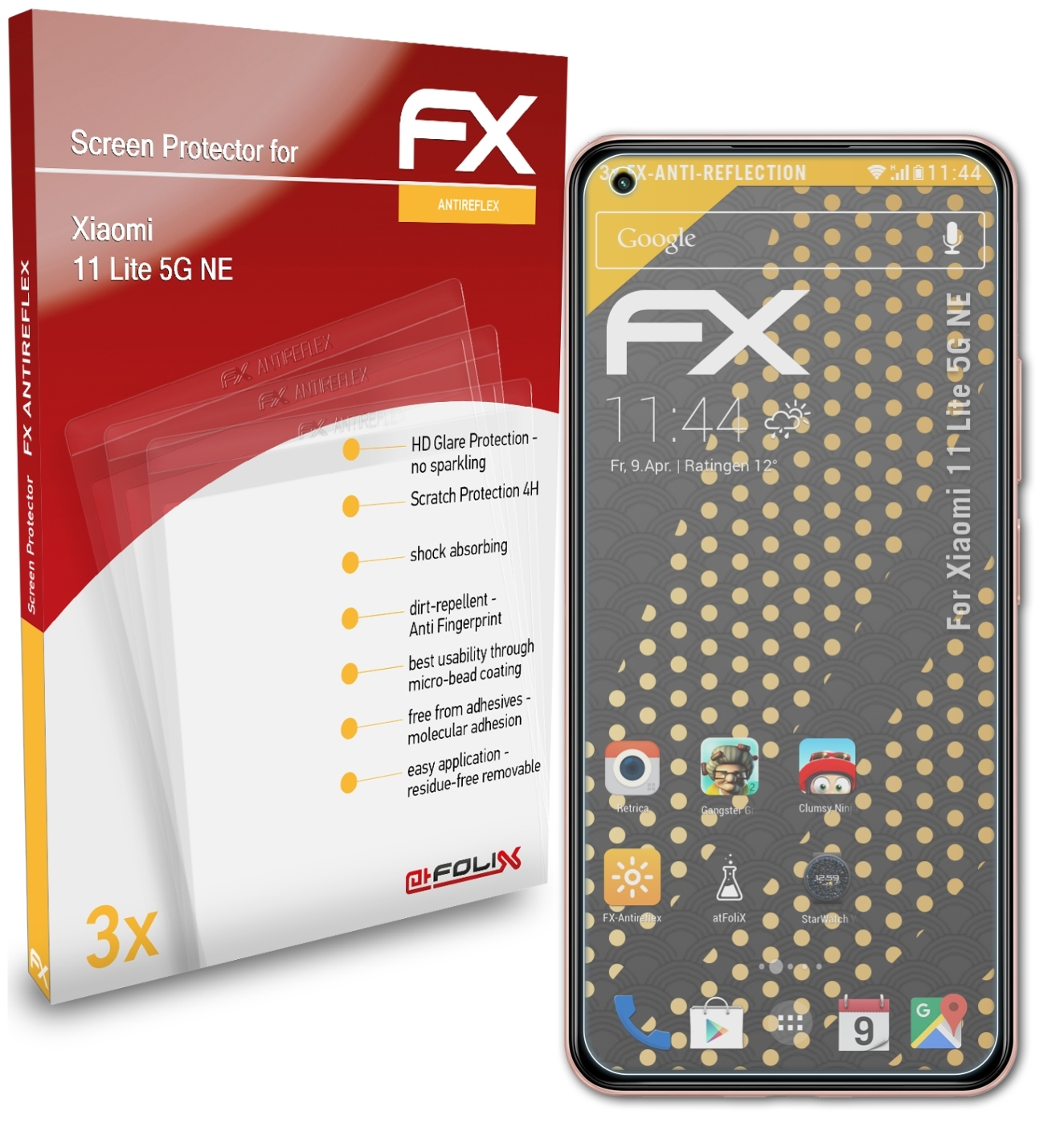 ATFOLIX 3x FX-Antireflex 11 5G Lite Xiaomi Displayschutz(für NE)