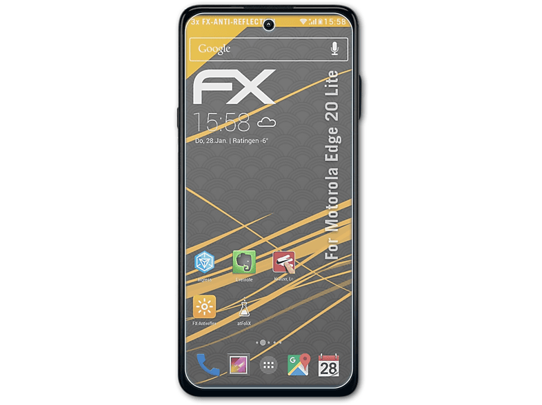 ATFOLIX 3x FX-Antireflex 20 Displayschutz(für Motorola Lite) Edge