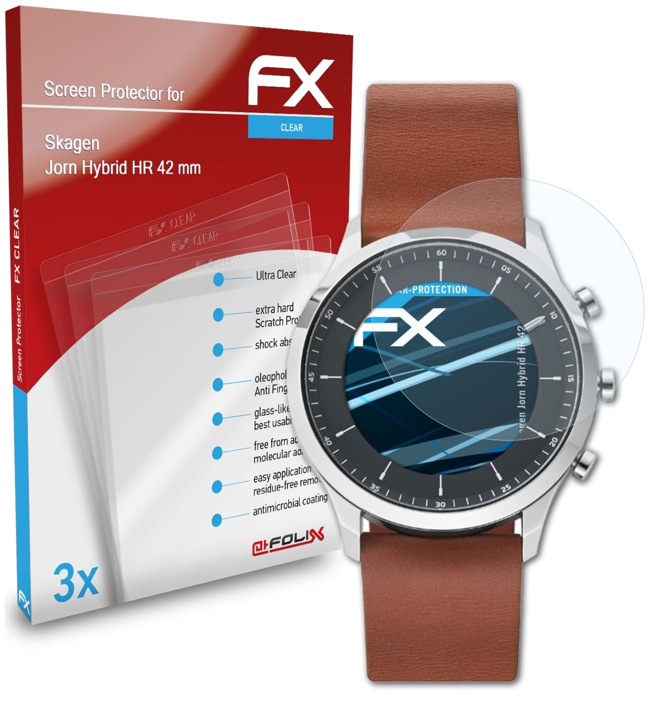 ATFOLIX 3x Jorn FX-Clear HR mm)) Skagen Hybrid Displayschutz(für (42