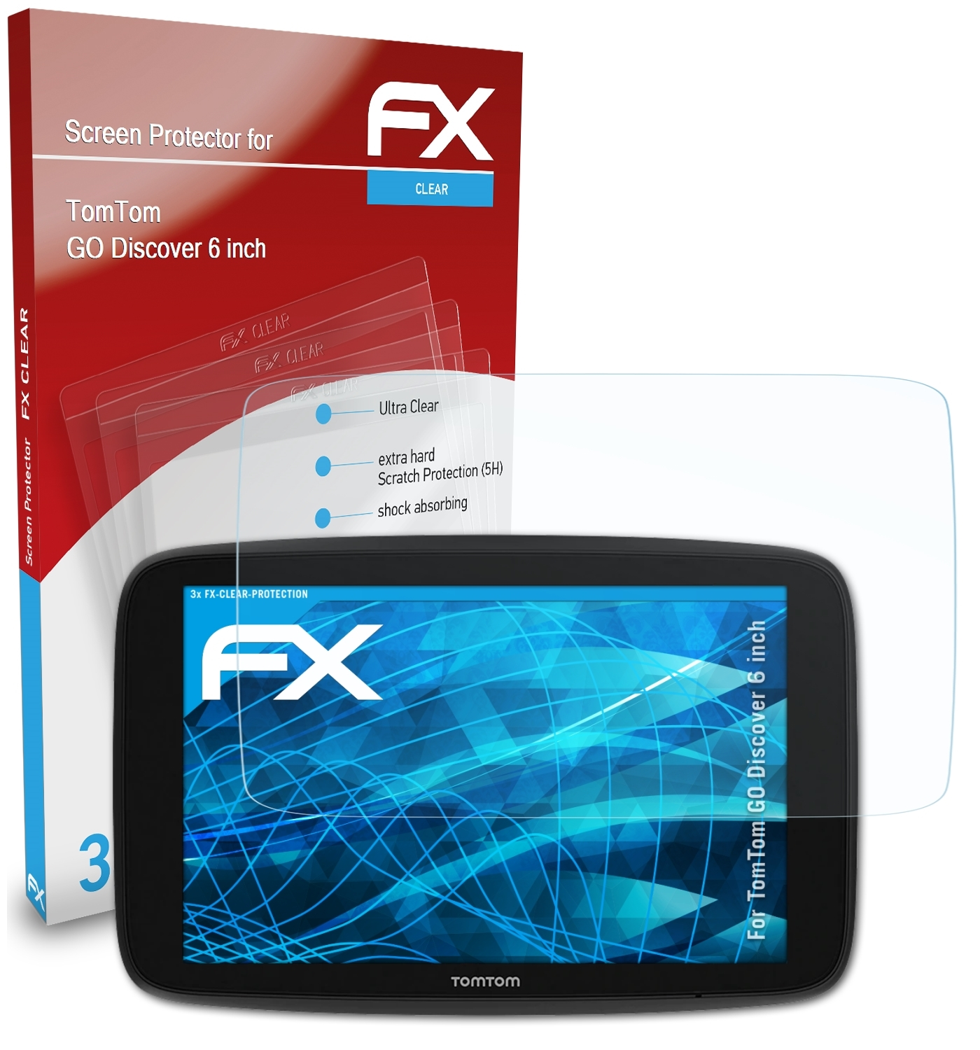 ATFOLIX 3x FX-Clear Displayschutz(für TomTom Discover GO inch) 6