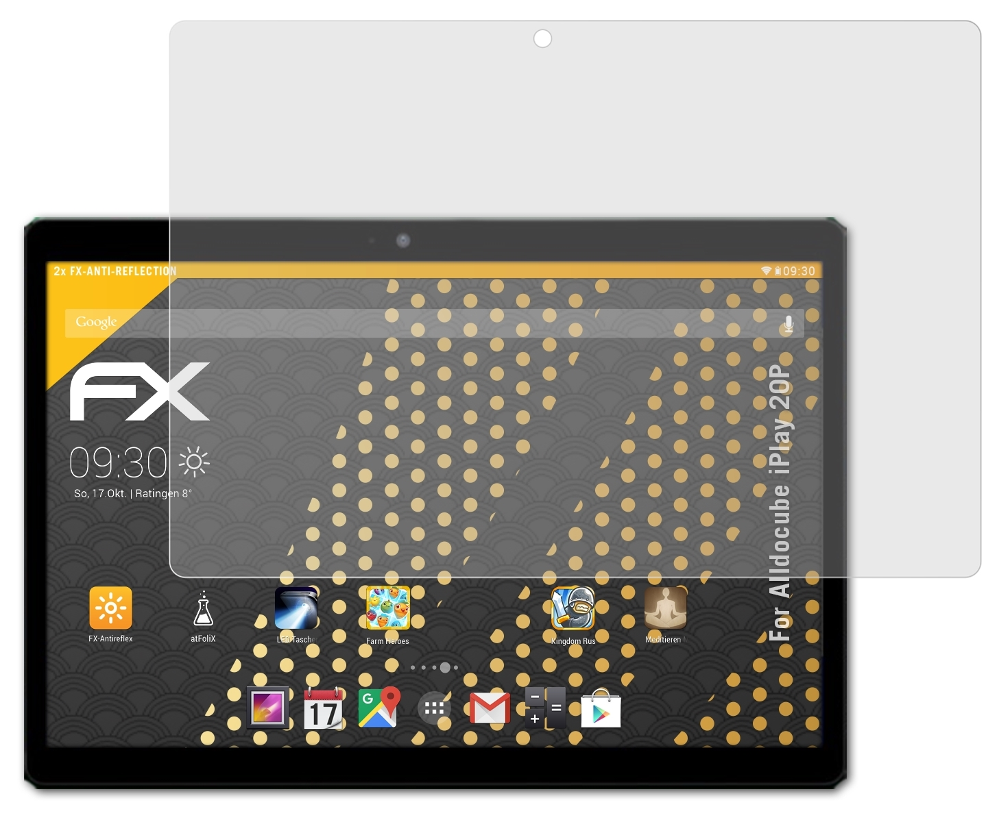 ATFOLIX 2x FX-Antireflex Displayschutz(für Alldocube 20P) iPlay
