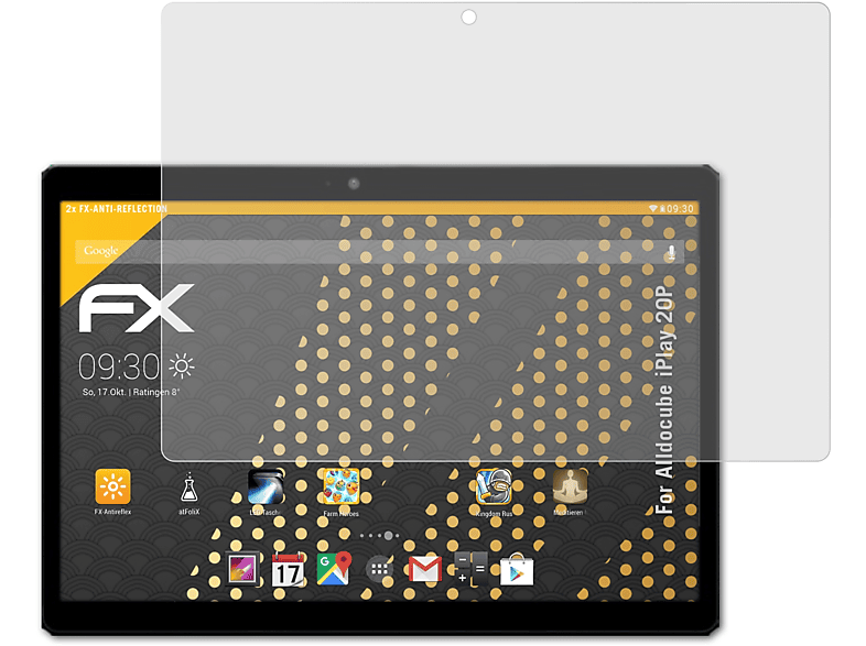 2x FX-Antireflex ATFOLIX Displayschutz(für Alldocube 20P) iPlay