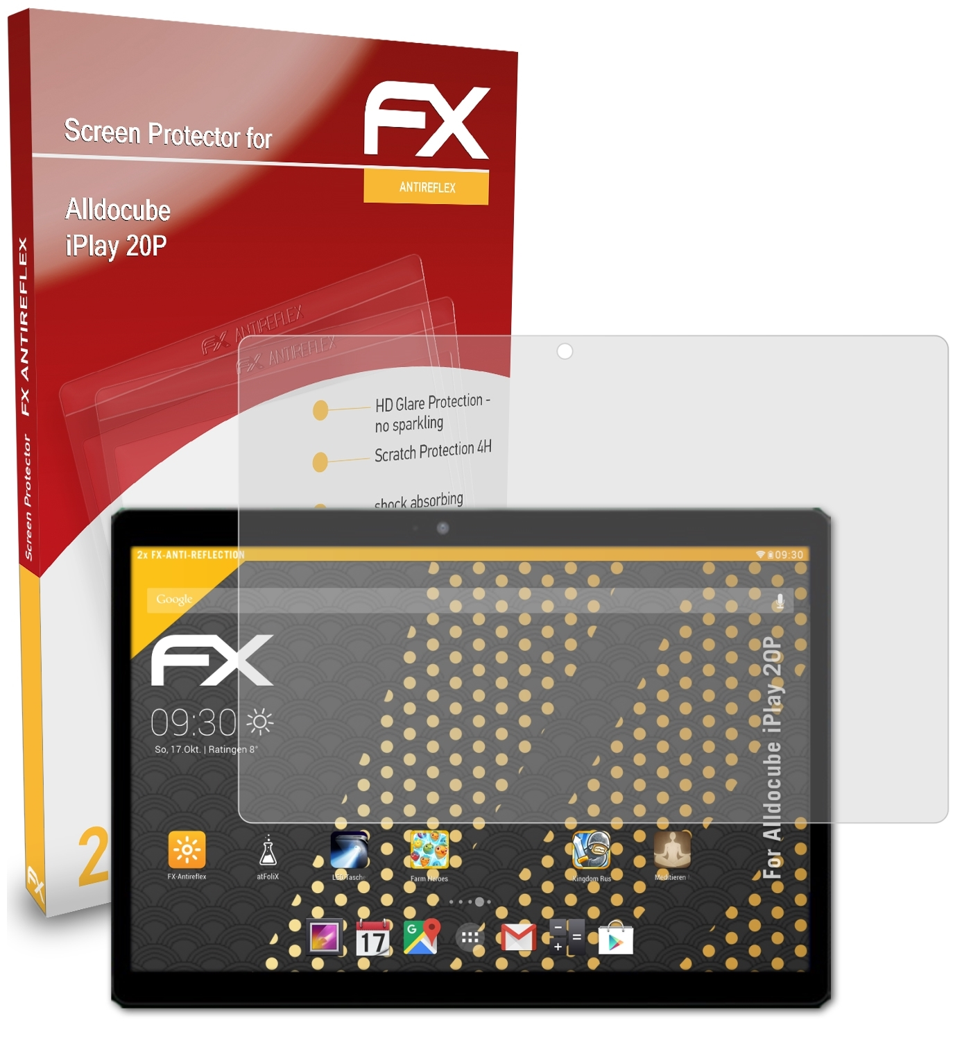 ATFOLIX 2x FX-Antireflex Displayschutz(für Alldocube iPlay 20P)