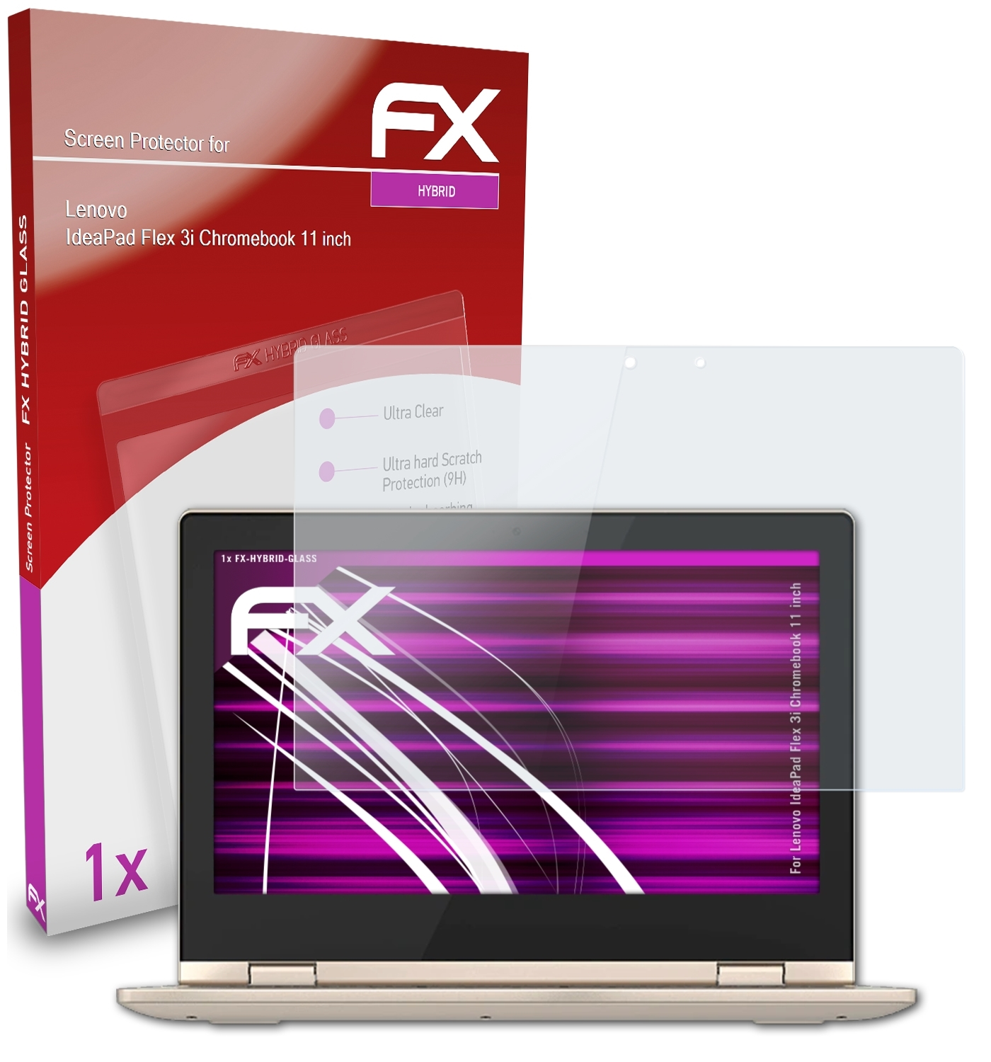 ATFOLIX FX-Hybrid-Glass Schutzglas(für Lenovo IdeaPad (11 Chromebook inch)) Flex 3i
