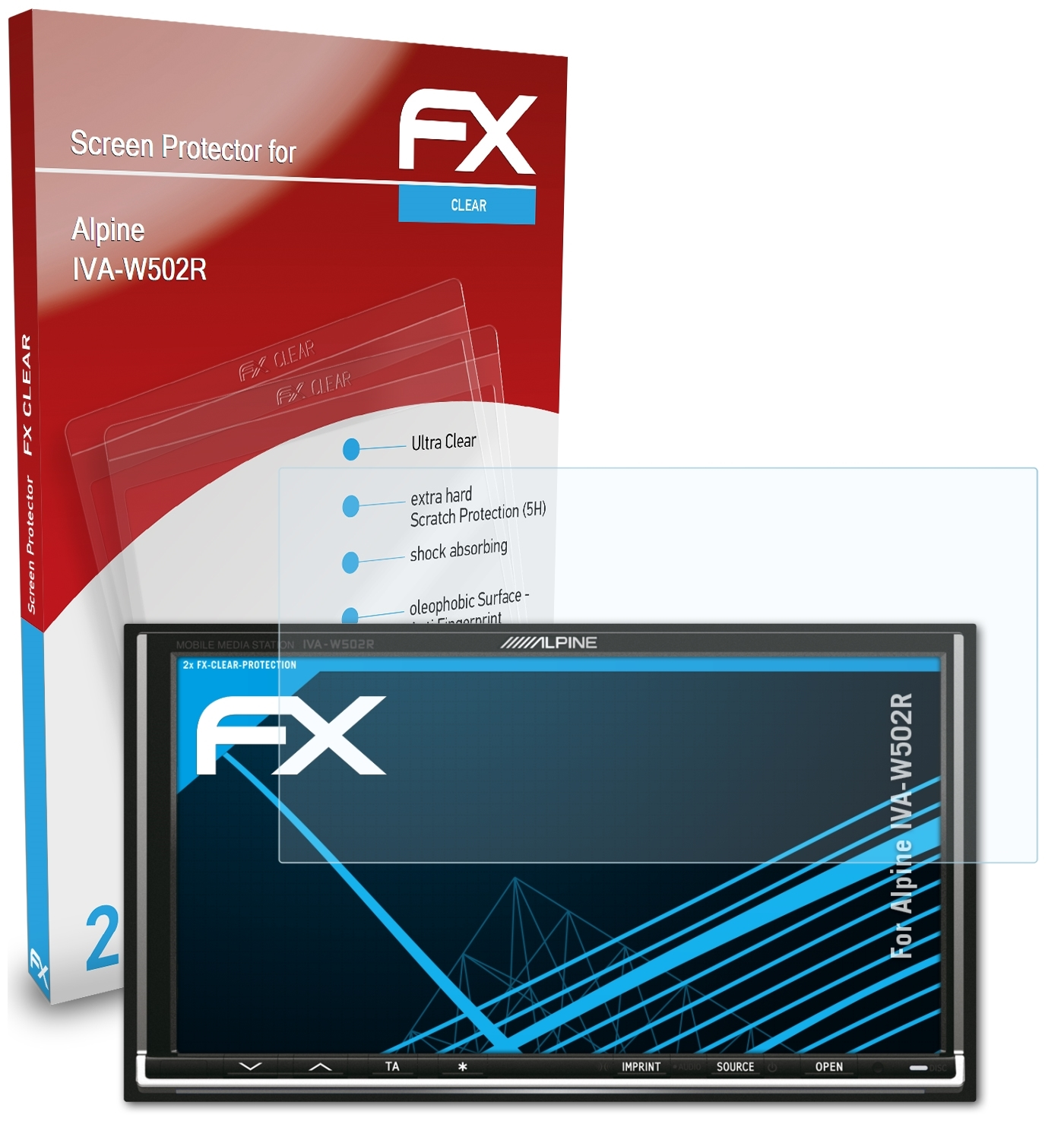 ATFOLIX 2x Displayschutz(für IVA-W502R) Alpine FX-Clear